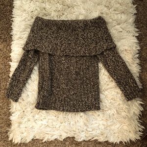 Express Chashmere Blend Off Shoulder Brown Sweater